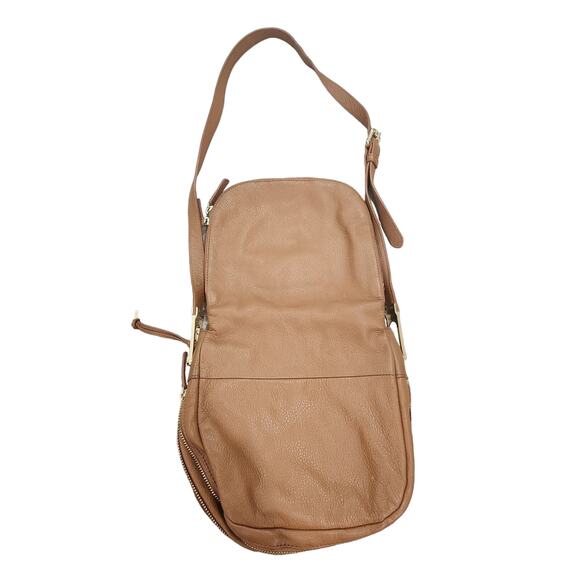 Vince Camuto Leather Crossbody Bag Brown Gold Hardware Adjustable Strap - Picture 7 of 8